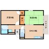 大和路線・関西本線/大和小泉駅 徒歩40分 2階 築35年 2DKの間取り
