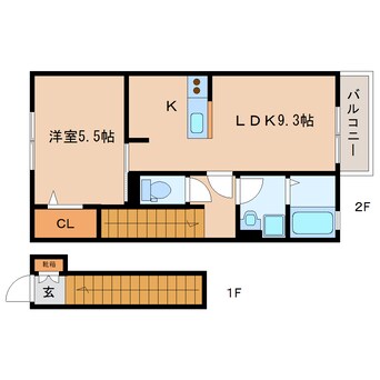 間取図 近鉄橿原線/近鉄郡山駅 徒歩11分 2階 築17年