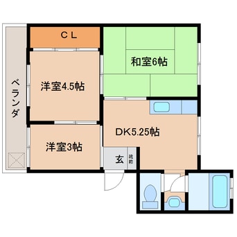 間取図 近鉄橿原線/平端駅 徒歩10分 2階 築53年
