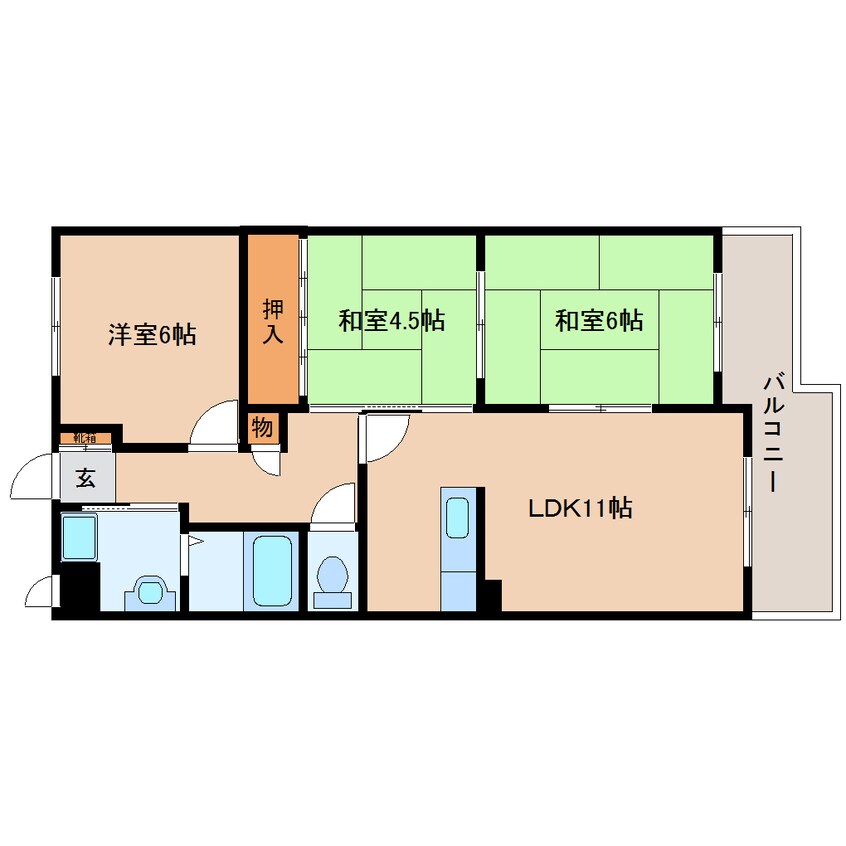 間取図 大和路線・関西本線/大和小泉駅 徒歩18分 5階 築33年