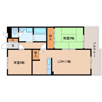 間取図 大和路線・関西本線/大和小泉駅 徒歩18分 2階 築33年