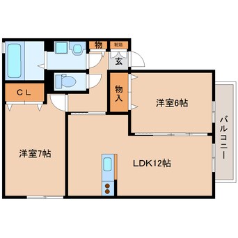 間取図 近鉄橿原線/九条駅 徒歩6分 2階 築13年