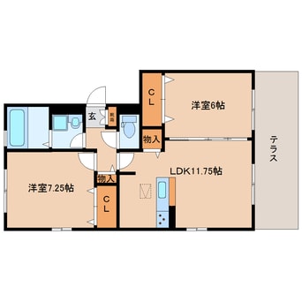 間取図 近鉄橿原線/九条駅 徒歩8分 1階 築15年
