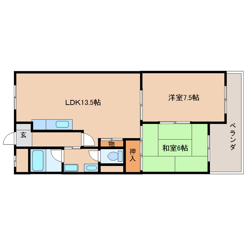 間取図 大和路線・関西本線/大和小泉駅 徒歩13分 6階 築35年