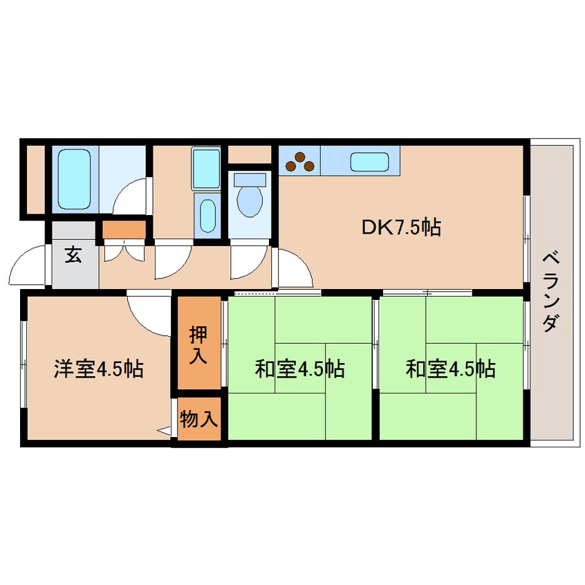 間取図 近鉄橿原線/筒井駅 徒歩1分 4階 築26年