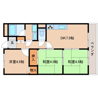 間取図 近鉄橿原線/筒井駅 徒歩1分 4階 築27年