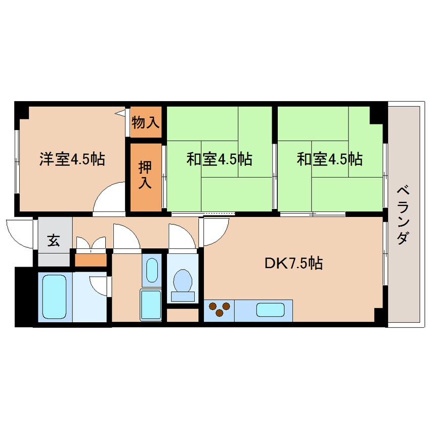 間取図 近鉄橿原線/筒井駅 徒歩1分 3階 築27年