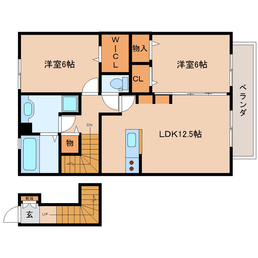 間取図 近鉄橿原線/近鉄郡山駅 徒歩23分 2階 築12年