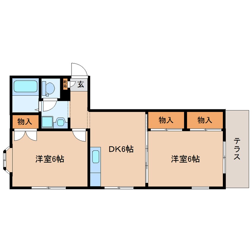 間取図 大和路線・関西本線/大和小泉駅 徒歩15分 1階 築33年