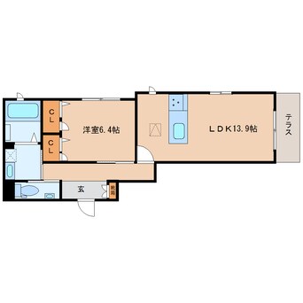 間取図 近鉄橿原線/近鉄郡山駅 徒歩6分 1階 築7年