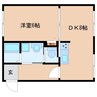 近鉄橿原線/近鉄郡山駅 徒歩7分 3階 築38年 1DKの間取り
