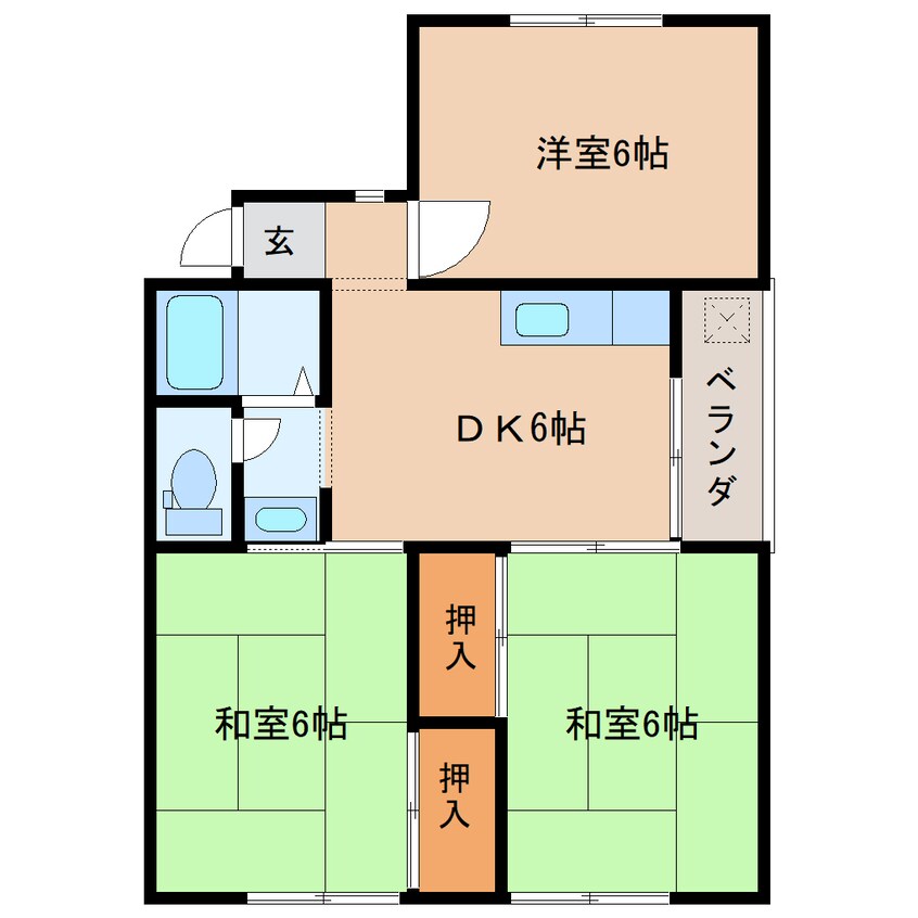 間取図 大和路線・関西本線/大和小泉駅 徒歩4分 1階 築38年