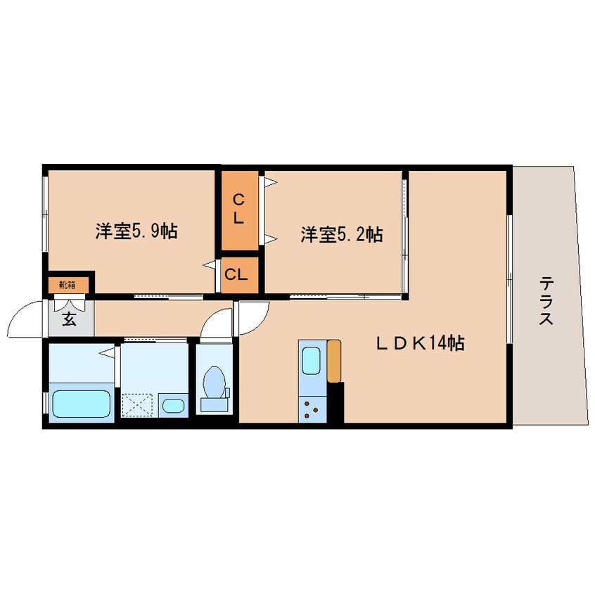 間取図 大和路線・関西本線/郡山駅 徒歩5分 1階 築6年