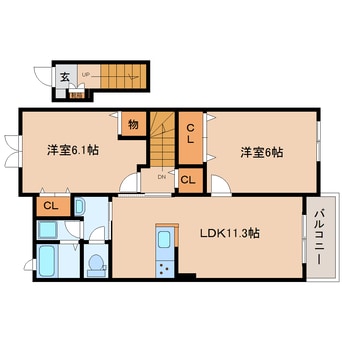 間取図 近鉄橿原線/九条駅 徒歩11分 2階 築6年