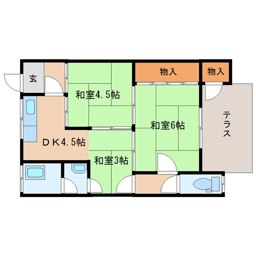 間取図 近鉄橿原線/筒井駅 徒歩10分 1階 築53年