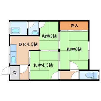 間取図 近鉄橿原線/筒井駅 徒歩10分 2階 築53年