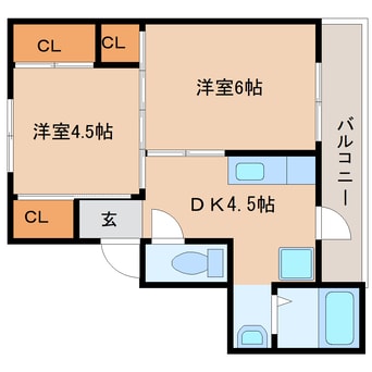 間取図 近鉄橿原線/近鉄郡山駅 徒歩30分 5階 築54年