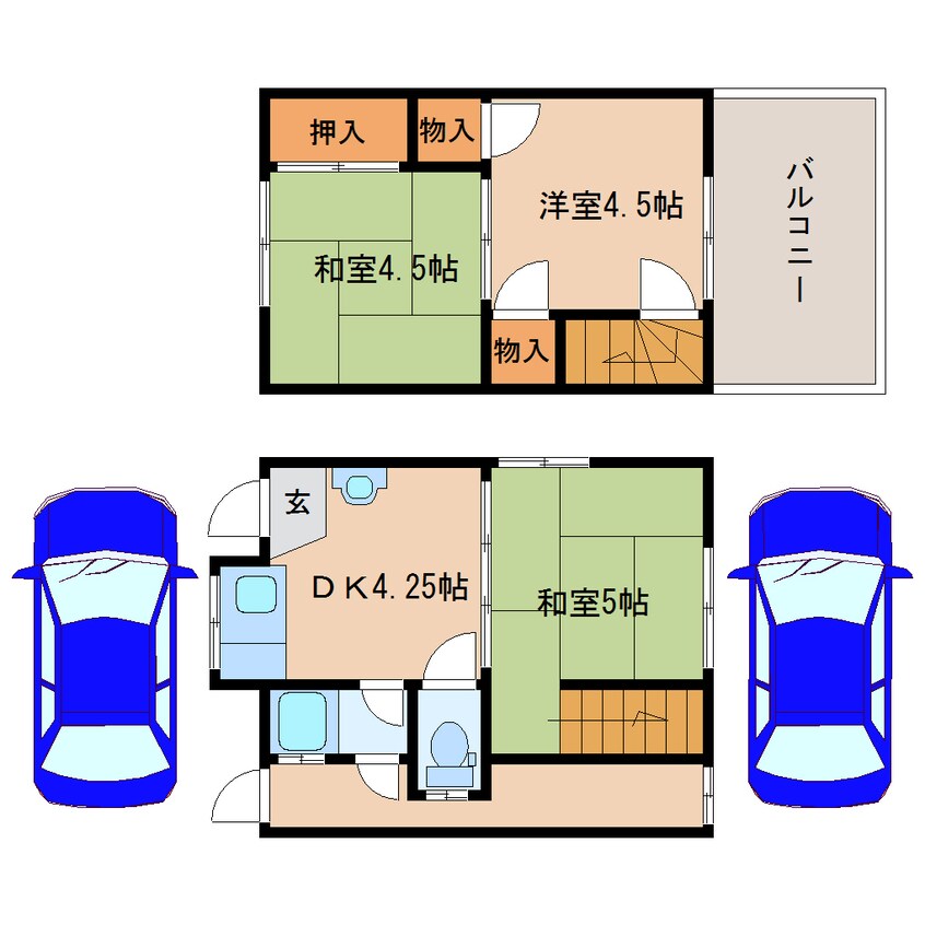 間取図 大和路線・関西本線/大和小泉駅 徒歩14分 1-2階 築56年