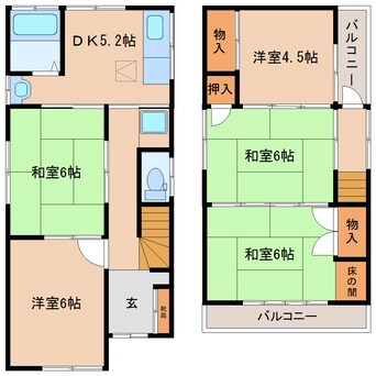 間取図 近鉄橿原線/平端駅 徒歩8分 2階 築44年