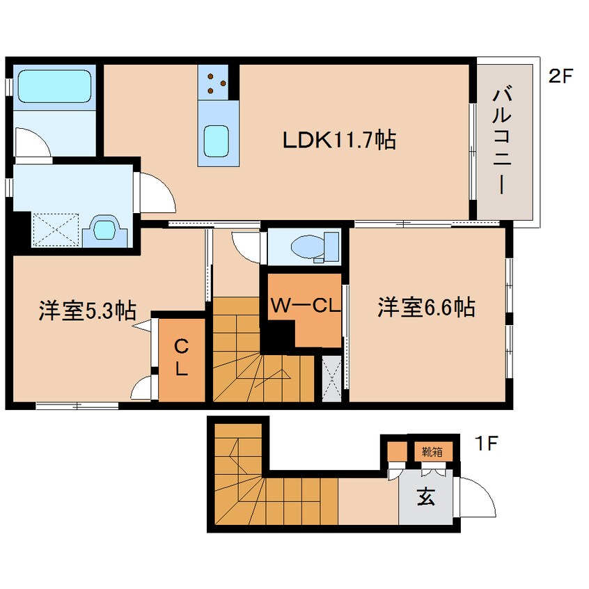 間取図 近鉄橿原線/平端駅 徒歩6分 2階 築2年