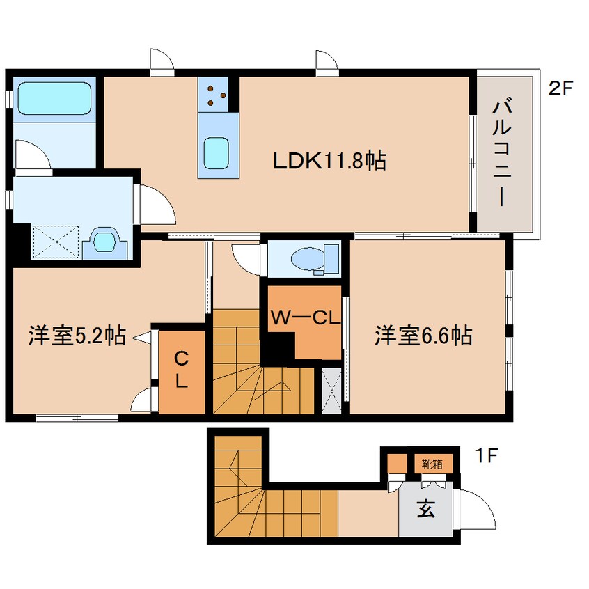 間取図 近鉄橿原線/平端駅 徒歩6分 2階 築2年