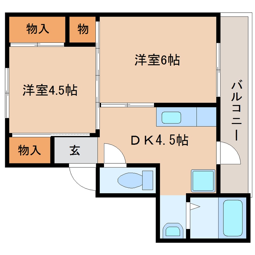 間取図 近鉄橿原線/近鉄郡山駅 徒歩30分 3階 築54年