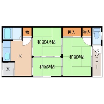 間取図 近鉄橿原線/平端駅 徒歩2分 2階 築50年