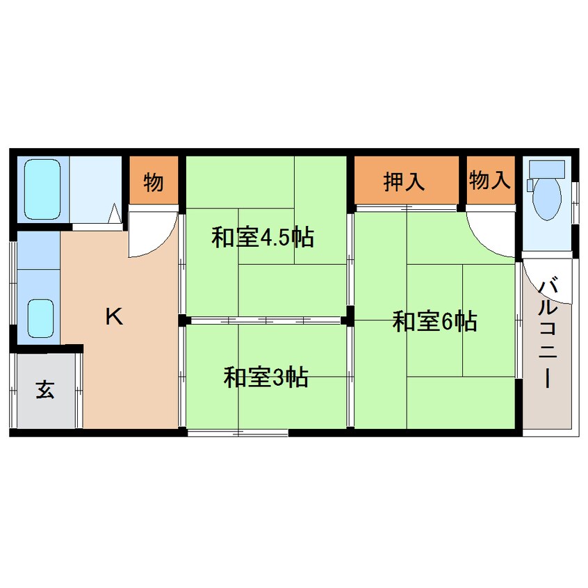 間取図 近鉄橿原線/平端駅 徒歩2分 2階 築50年