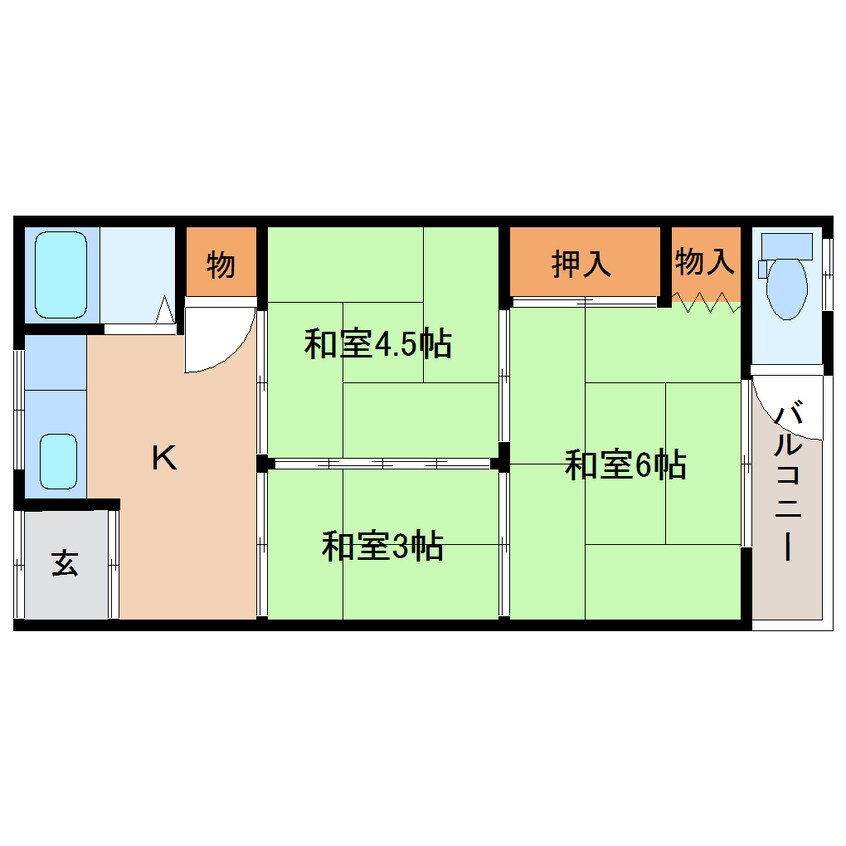 間取図 近鉄橿原線/平端駅 徒歩2分 2階 築50年