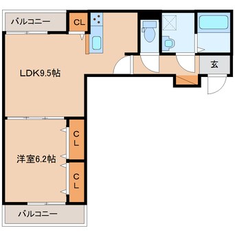 間取図 近鉄橿原線/九条駅 徒歩1分 2階 1年未満