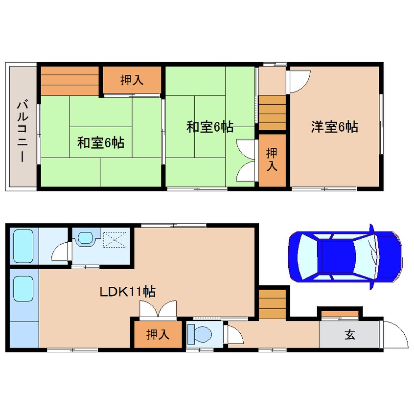 間取図 近鉄橿原線/筒井駅 徒歩18分 1階 築42年