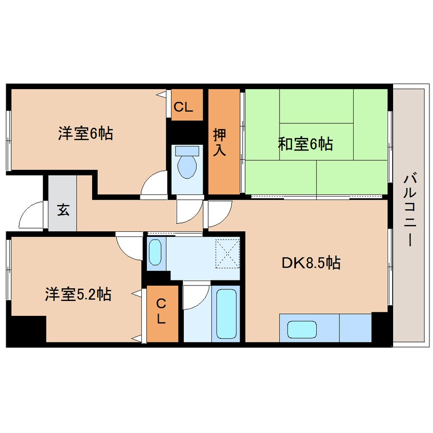 間取図 近鉄橿原線/近鉄郡山駅 徒歩42分 2階 築25年