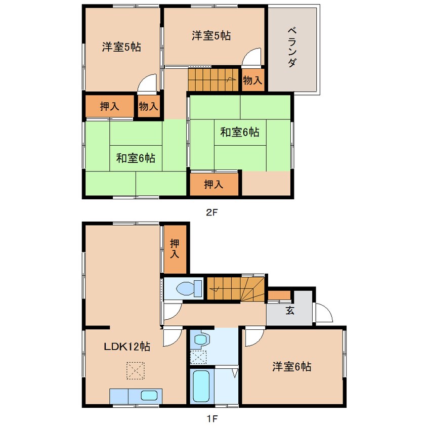 間取図 大和路線・関西本線/大和小泉駅 バス15分泉原南口停下車:停歩4分 1階 築44年