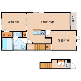 間取図 大和路線・関西本線/大和小泉駅 徒歩29分 2階 1年未満