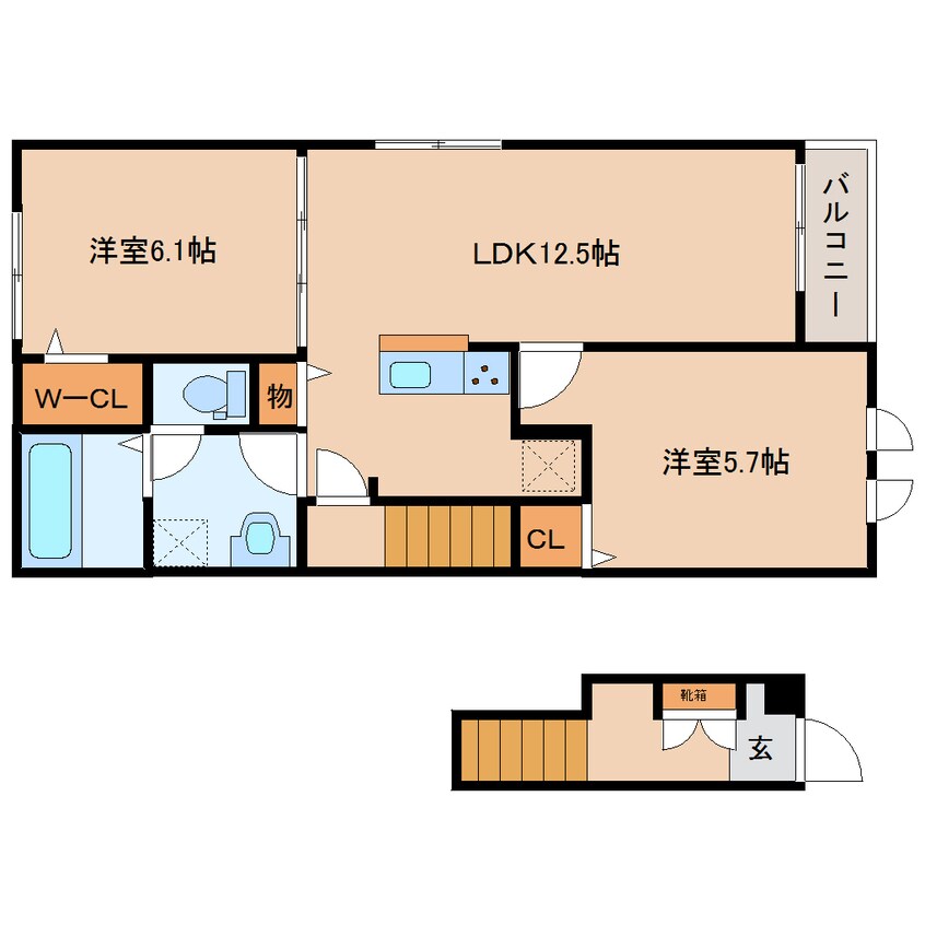 間取図 大和路線・関西本線/大和小泉駅 徒歩29分 2階 1年未満