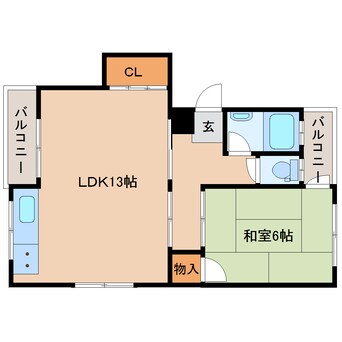 間取図 近鉄難波線・奈良線/大和西大寺駅 徒歩4分 5階 築45年