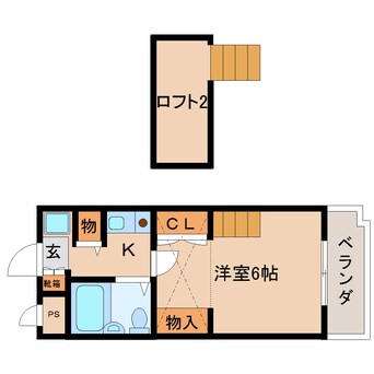 間取図 近鉄難波線・奈良線/大和西大寺駅 徒歩5分 2階 築32年