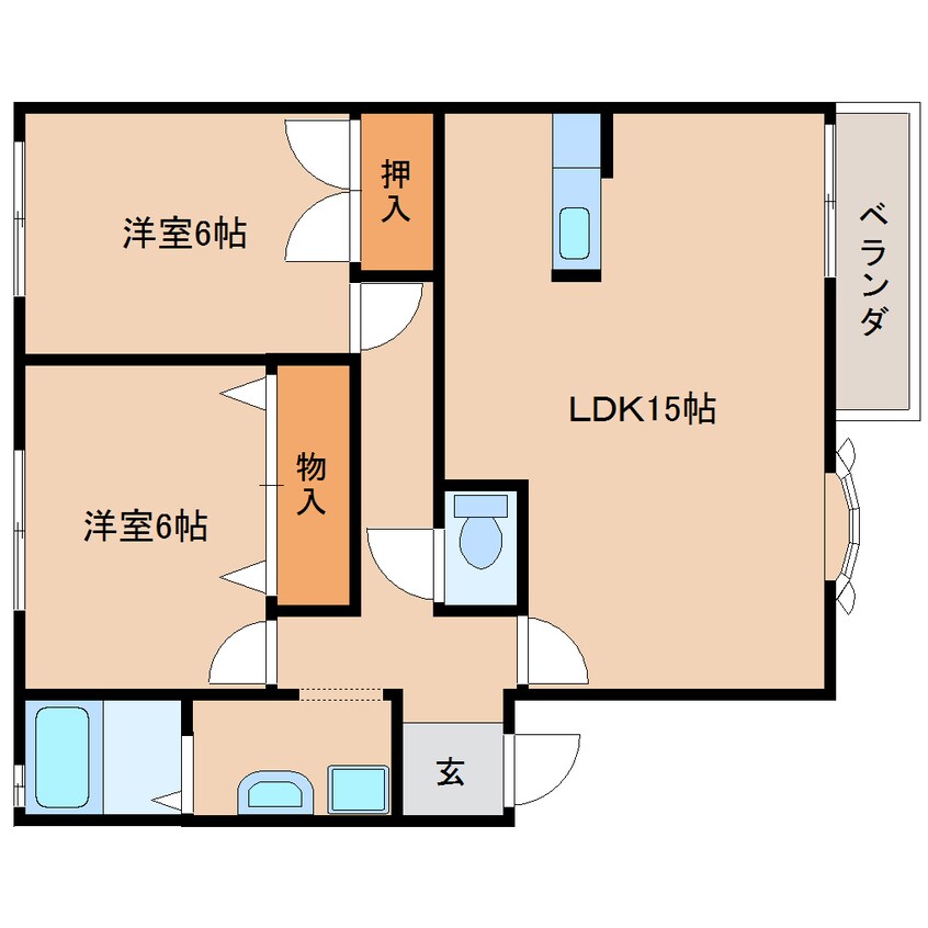 間取図 近鉄難波線・奈良線/大和西大寺駅 徒歩15分 2階 築25年