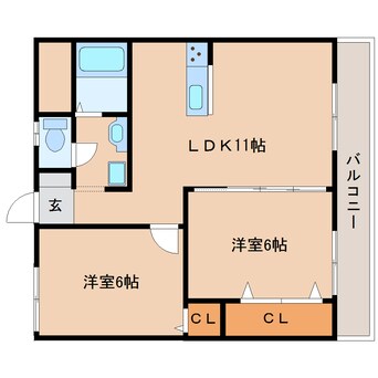 間取図 近鉄難波線・奈良線/大和西大寺駅 徒歩5分 5階 築34年