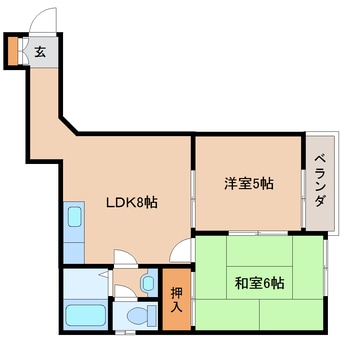間取図 近鉄橿原線/西ノ京駅 徒歩14分 1階 築33年