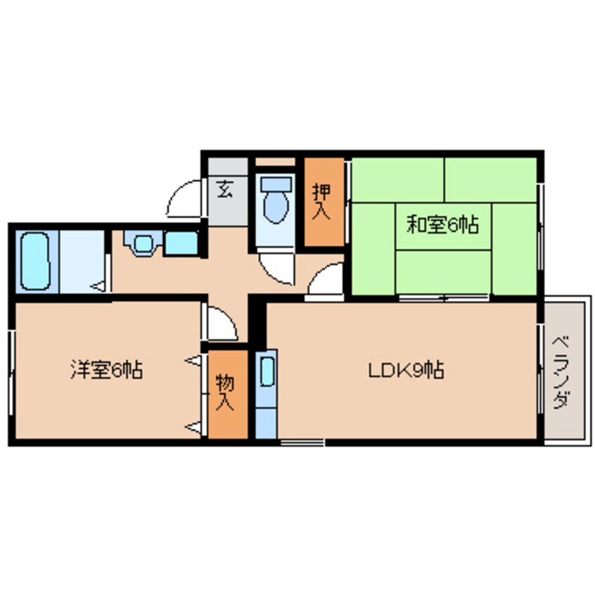 間取図 近鉄京都線/新祝園駅 バス11分精華台4丁目下車:停歩1分 2階 築24年