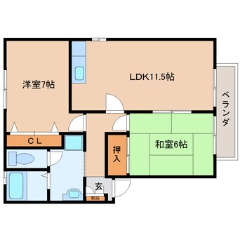 間取図 近鉄けいはんな線/学研奈良登美ケ丘駅 バス8分光台五丁目下車:停歩1分 1階 築24年