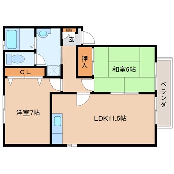 間取図 近鉄けいはんな線/学研奈良登美ケ丘駅 バス8分光台五丁目下車:停歩1分 2階 築24年