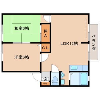 間取図 近鉄橿原線/西ノ京駅 徒歩19分 2階 築31年