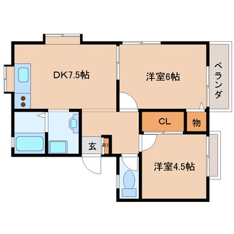 間取図 近鉄橿原線/西ノ京駅 徒歩13分 2階 築29年