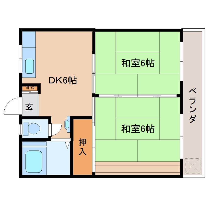 間取図 近鉄難波線・奈良線/大和西大寺駅 徒歩9分 3階 築38年