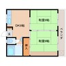 近鉄難波線・奈良線/大和西大寺駅 徒歩9分 3階 築39年 2DKの間取り