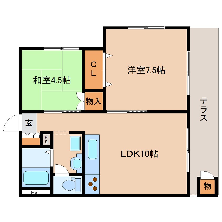 間取図 近鉄京都線/山田川駅 徒歩6分 1階 築32年