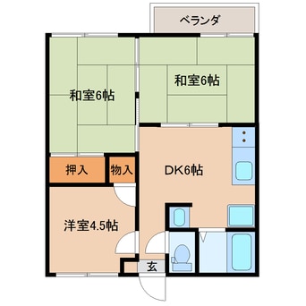 間取図 近鉄京都線/山田川駅 徒歩6分 2階 築34年