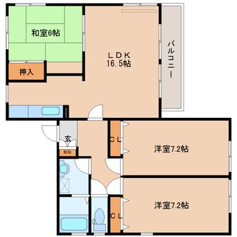 間取図 近鉄京都線/高の原駅 バス7分朱雀6丁目下車:停歩2分 2階 築24年